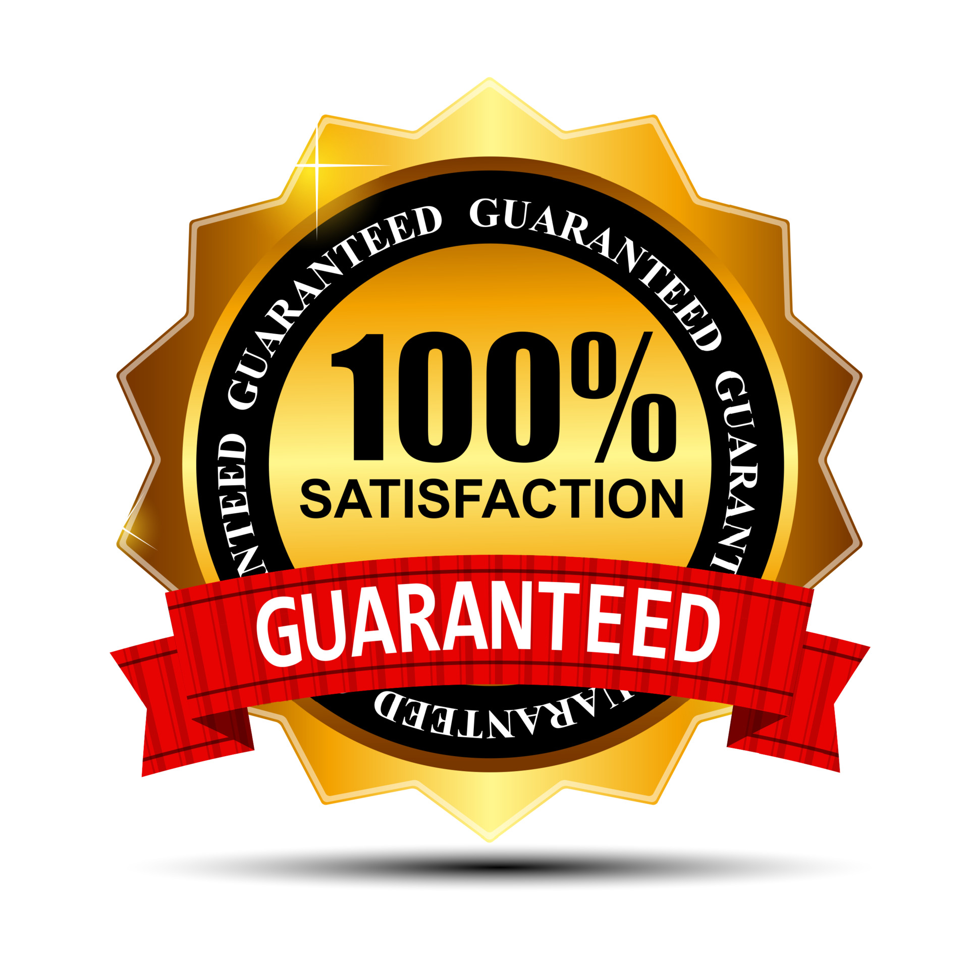 100-satisfaction-guaranteed-gold-label-with-red-ribbon-i-free-vector